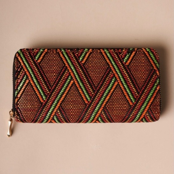 Orange Multi-Colored Tribal Stitched Wallet - Picture 3 of 3